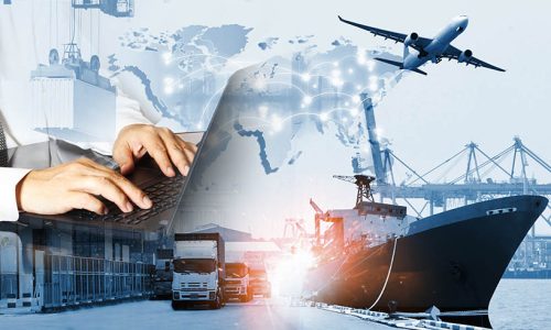The world logistics  background or transportation Industry or shipping business, Container Cargo  shipment , truck delivery, airplane , import export Concept